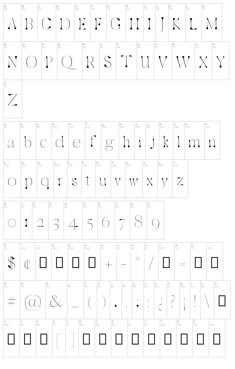 Zack font map